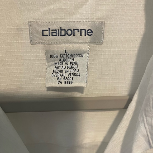 Claiborne men’s white button down dress shirt size L - Picture 6 of 6